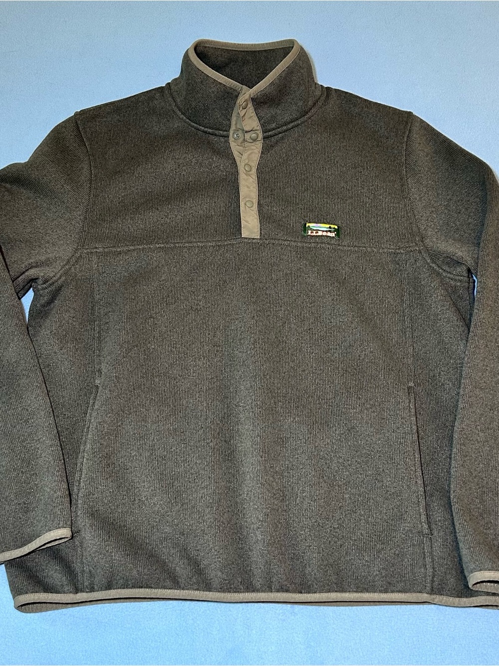 L.L. Bean Gray Fleece Snap Pullover